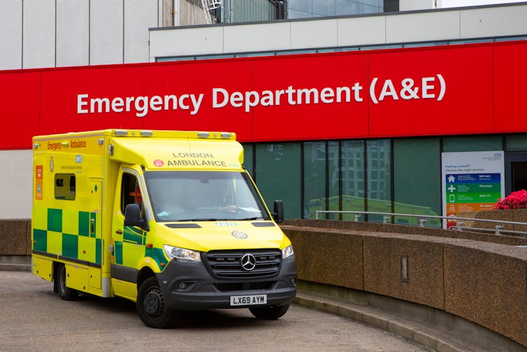 An ambulance outside an A&E department.