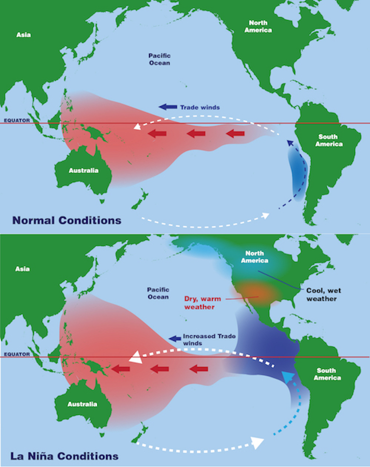 Two annotated maps of the Pacific Ocean