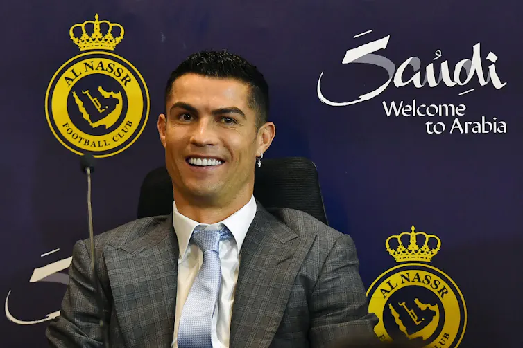 Cristiano Ronaldo at a press conference.