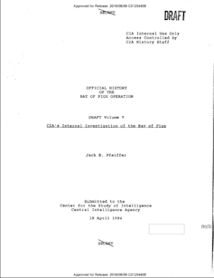 The cover page of a report titled 'Official history of the Bay of Pigs operation.'