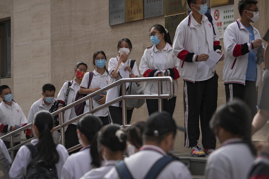 Students seen waiting to do an exam.