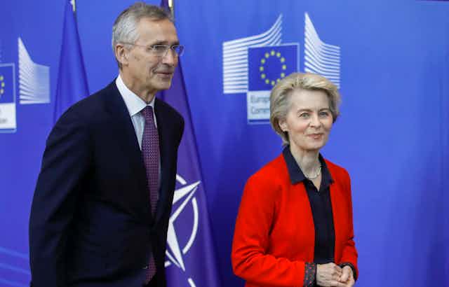 Nato chief Jens Stoletenberg and the president of the EU Commission Ursula von der Leyen.