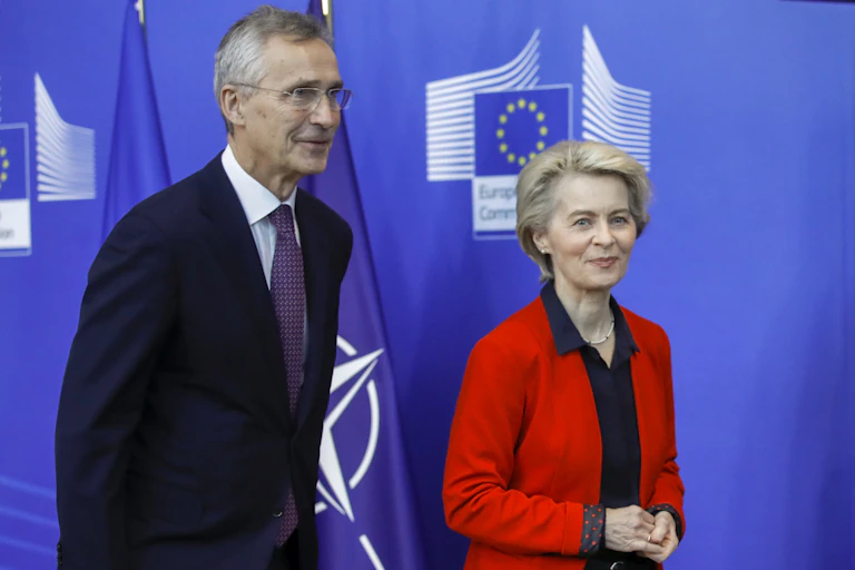 Nato chief Jens Stoletenberg and the president of the EU Commission Ursula von der Leyen.