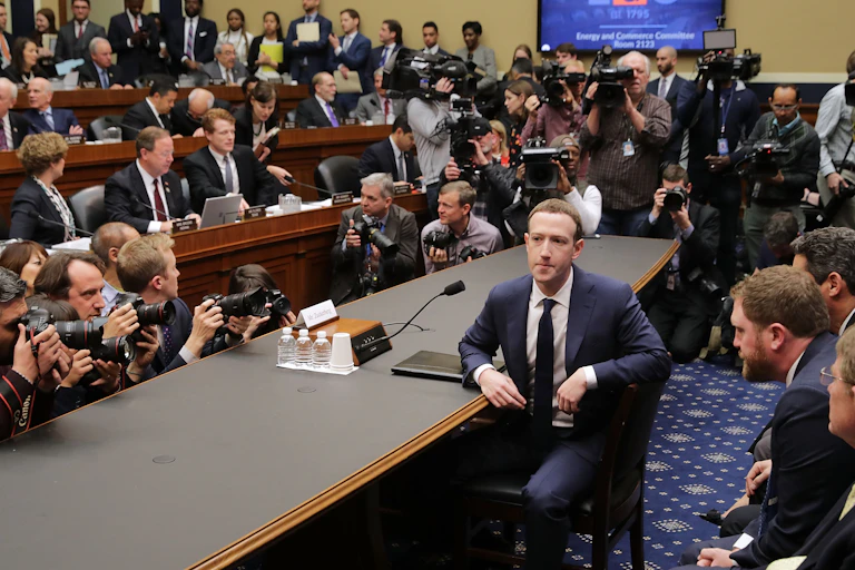 Facebook CEO Mark Zuckerberg during his testimony before the US Senate in 2018.