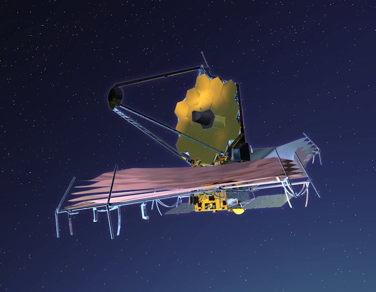 James Webb Space Telescope against the backdrop of space.