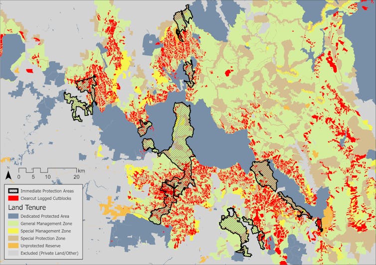 map of logged central highlands