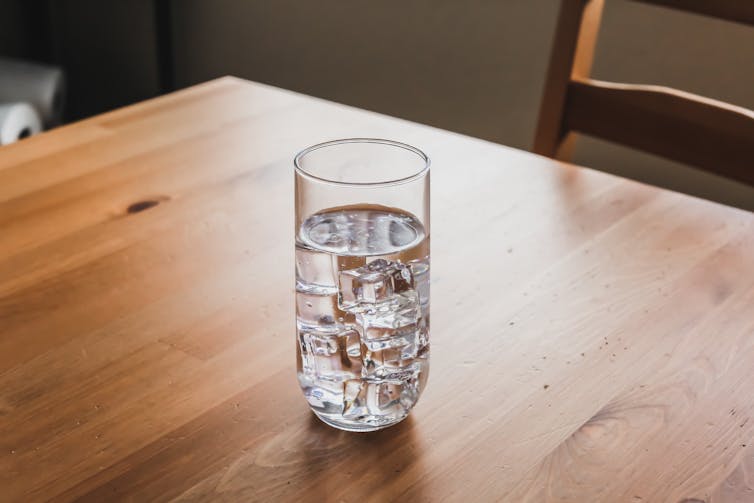 Iced water on a table