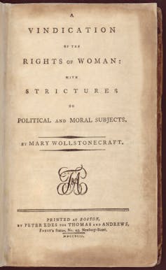 The title page of A Vindication of the Rights of Woman.