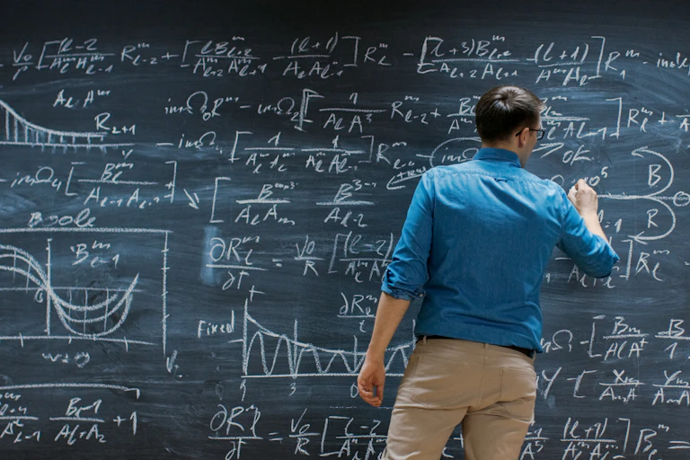 Lecturer teaching maths