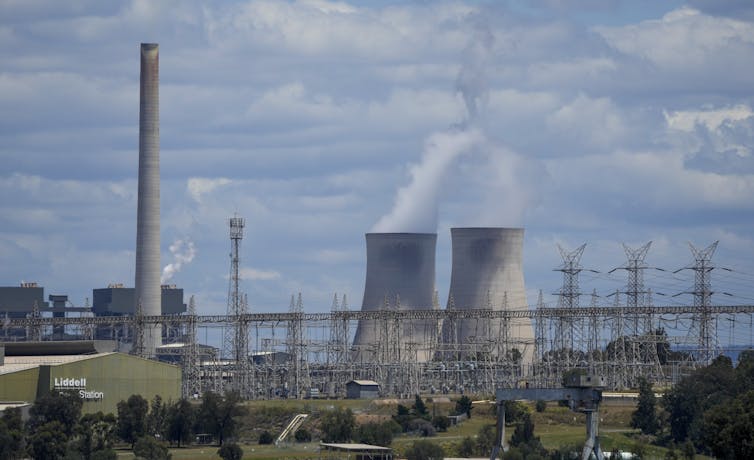 The Liddell Power Station, left, and Bayswater Power Station, coal-powered thermal power station are pictured near Muswellbrook in the Hunter Valley, Australia on Nov. 2, 2021.