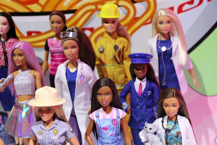 Toy Fair New York, Mattel Barbie dolls on display, New York City, February 24, 2020.