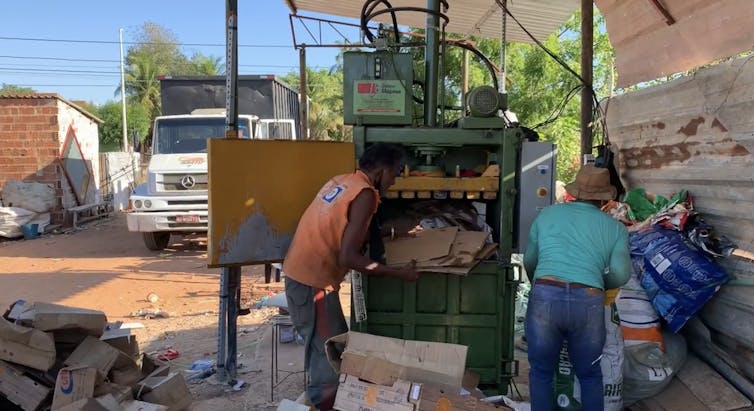 Recyclable materials collectors at work in Brazil