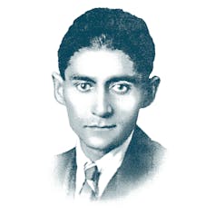 monotone blue portrait of a young man wearing a suit and tie