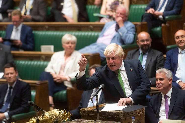 Boris Johnson speaking in parliament.