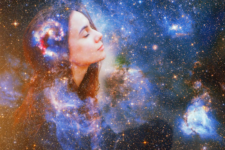 Woman in space concept.