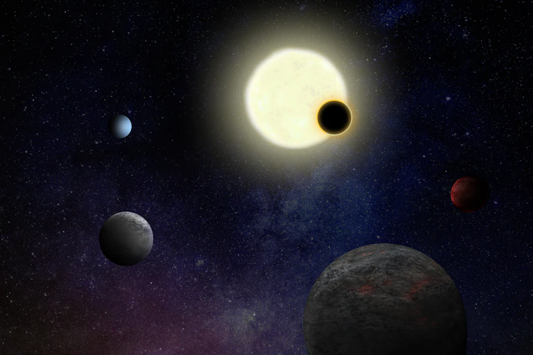 Vue d'artiste d'un système d'exoplanètes