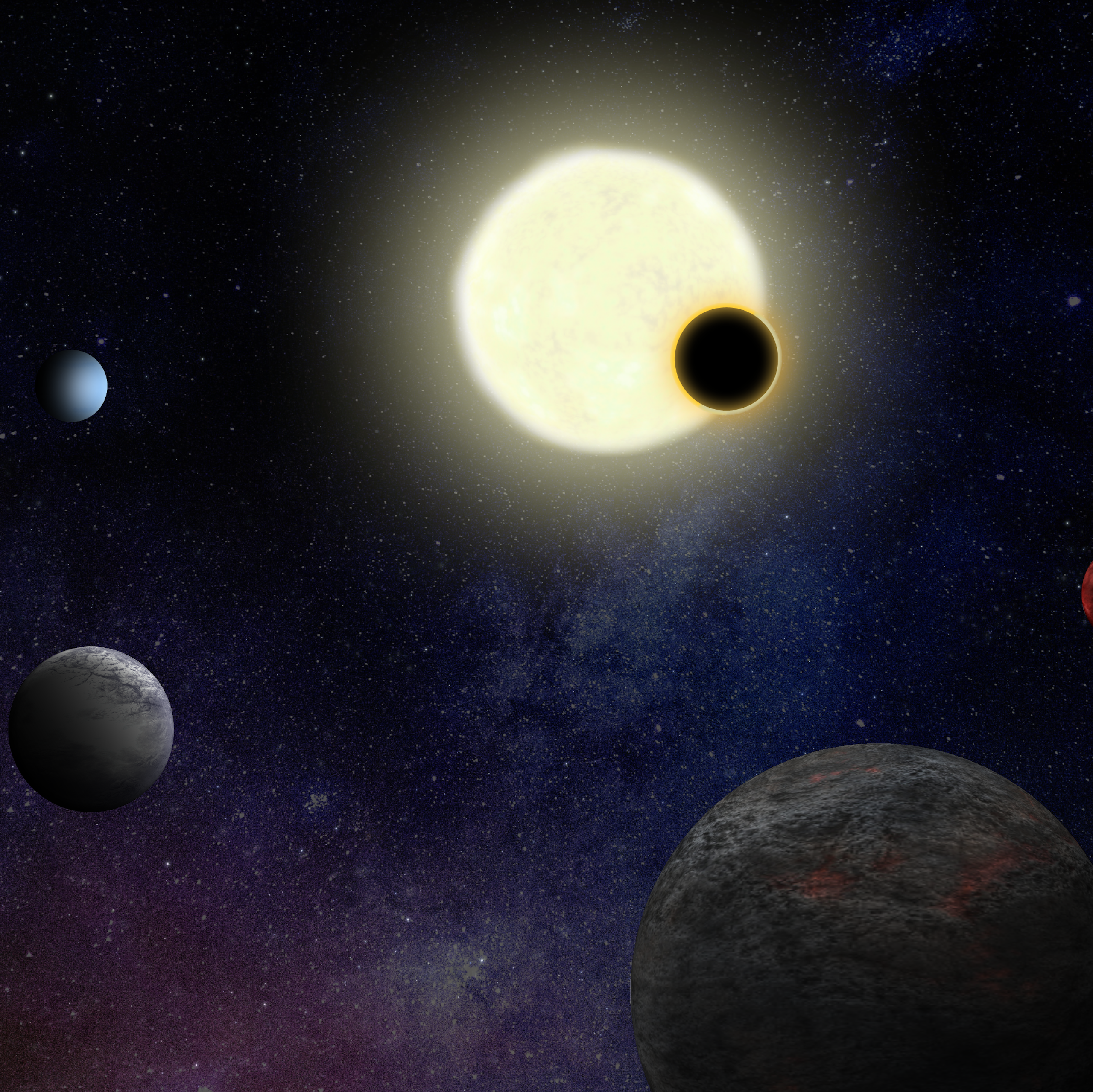 Vue d'artiste d'un système d'exoplanètes