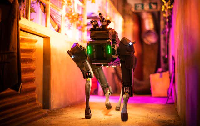 A four legged robot on screen.