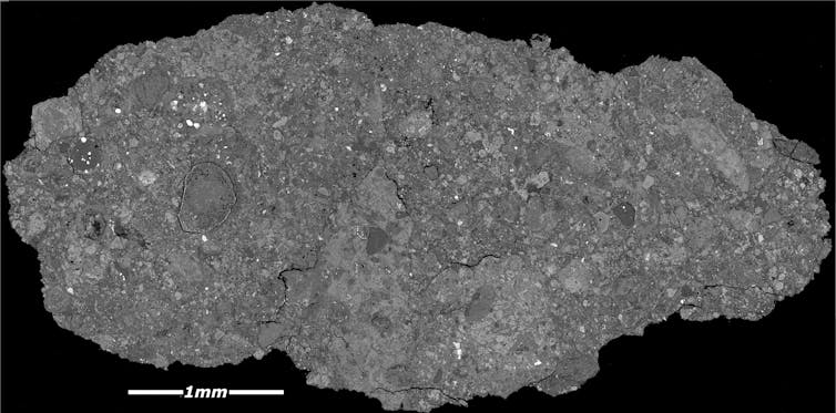 Winchcombe meteorite under Scanning Electron Microscope.