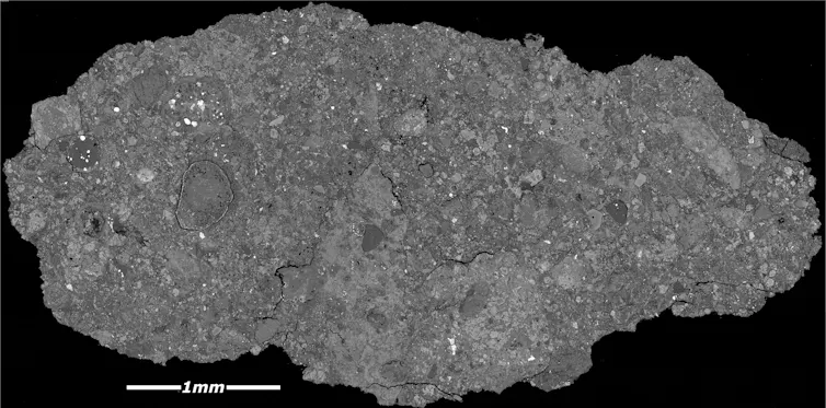Winchcombe meteorite under Scanning Electron Microscope.