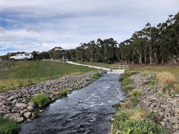 Outflow from a wastewater treatment plant