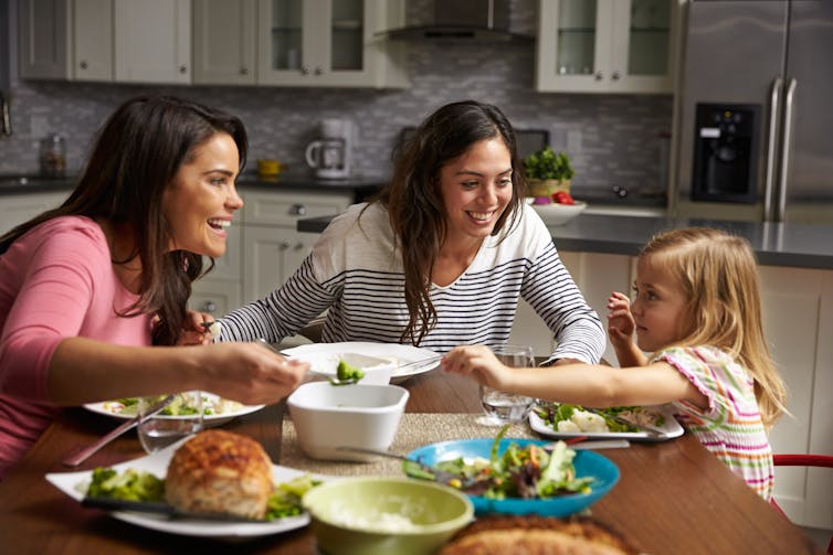 Mums share meal with daughter