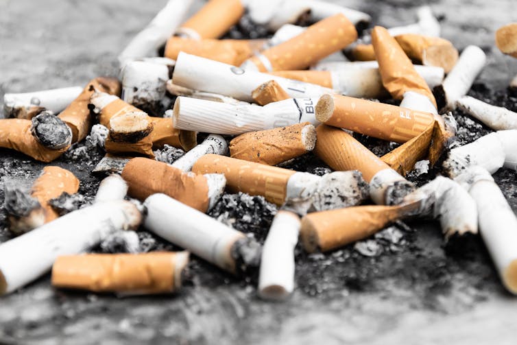 Pile of cigarette butts