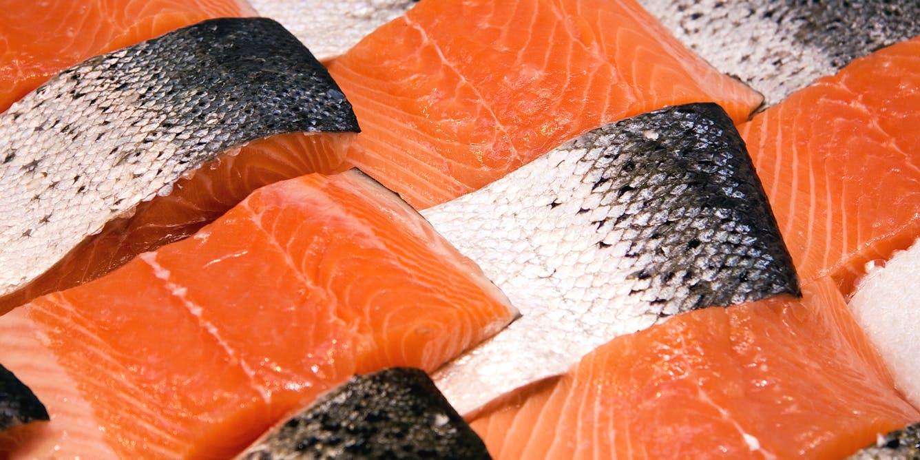The colour of farmed salmon comes from adding an antioxidant to their feed,  with benefits for everyone