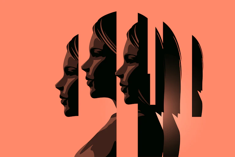 Graphic labelled: a women dealing with mental heath issues