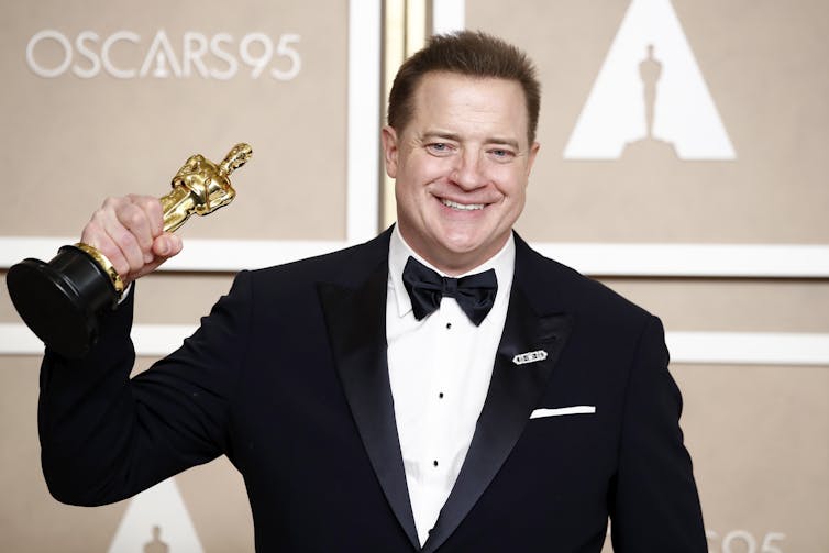 Brendan Fraser, winner of the Best Actor in a Leading Role award for The Whale.Caroline Brehman/ EPA