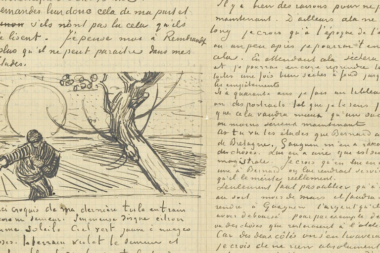 A letter with a drawing.