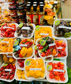 La Boqueria pazarında biber.