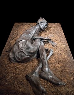 A mummified body preserved for four centuries in peatlands.