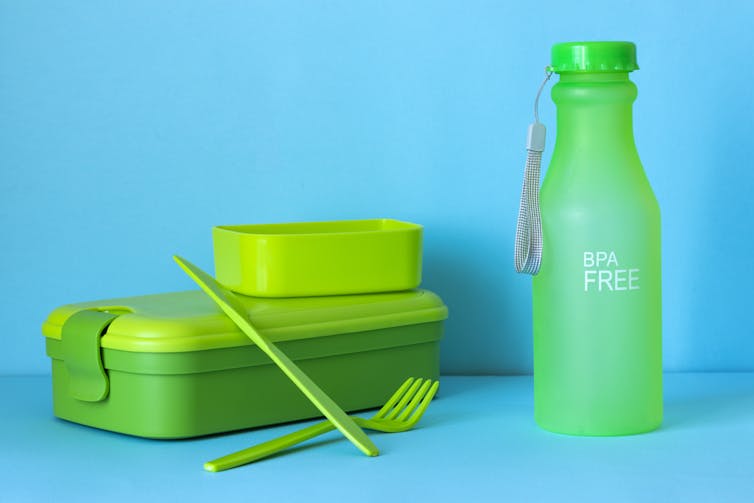 plastic containers labelled BPA free