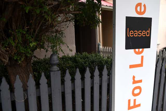 Leased sign outside home