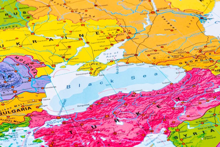 A map showing Crimea and surroundings.