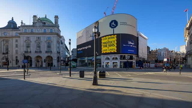 Piccadilly Circus during lockdown