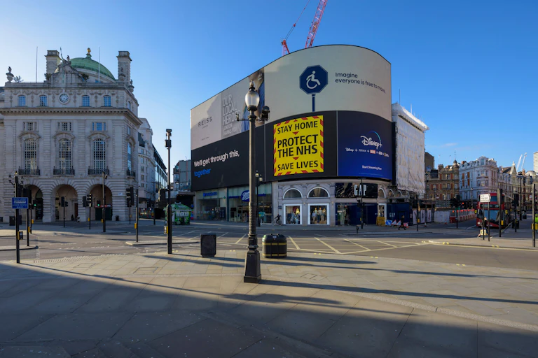 Piccadilly Circus during lockdown