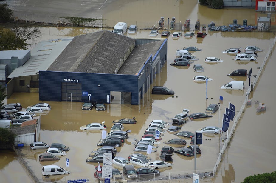 parking inondé en France