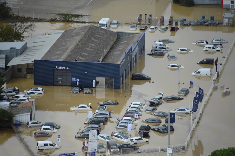 parking inondé en France