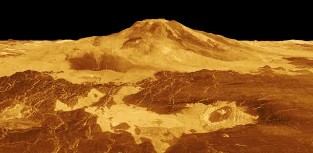 A perspective view across Maat Mons on Venus