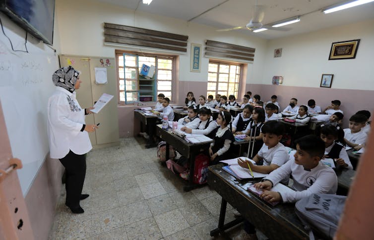 Iraqi students in class.