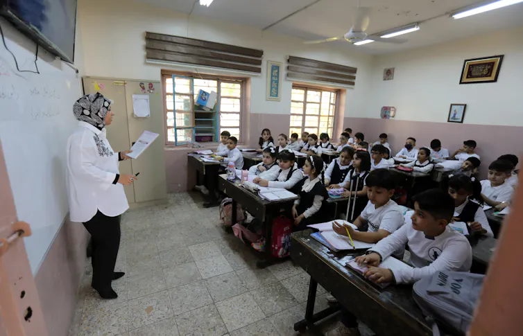 Iraqi students in class.