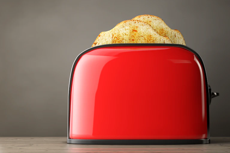 toast in red toaster