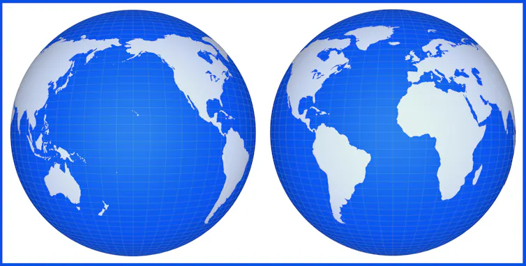 Pacific ocean atlantic ocean centred maps