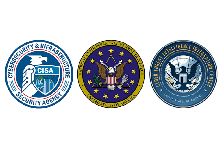 three circular crests in a horizontal row, each containing a stylized eagle