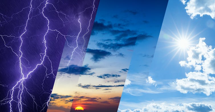 Montage of various types of weather.