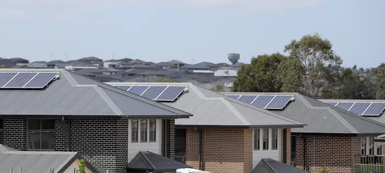 solar panels on rooftops of suburban homes