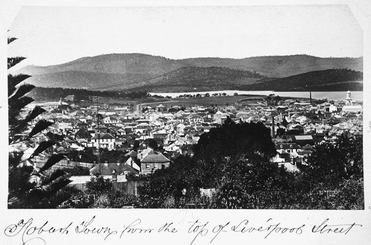 Hobart seen from above in 1873.