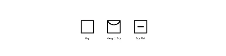 Laundry symbols for alternative drying options.